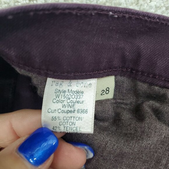 Rag & Bone Womens Purple Mid Rise Skinny Leg Jeans Sz 28 Stretch Denim Pants - Picture 10 of 12